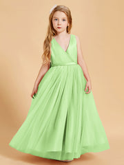 Abiti Damigella Junior In Tulle Top In Raso Fiocco Glamour Salvia