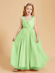 Abiti Damigella Junior In Tulle Top In Raso Fiocco Glamour Salvia