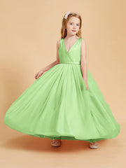 Abiti Damigella Junior In Tulle Top In Raso Fiocco Glamour Salvia