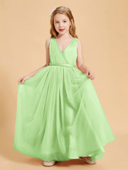 Abiti Damigella Junior In Tulle Top In Raso Fiocco Glamour Salvia