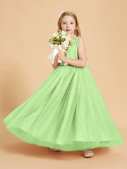 Abiti Damigella Junior In Tulle Top In Raso Fiocco Glamour Salvia