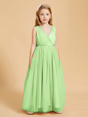 Abiti Damigella Junior In Tulle Top In Raso Fiocco Glamour Salvia