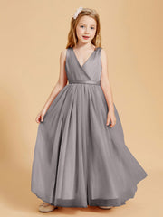 Abiti Damigella Junior In Tulle Top In Raso Fiocco Glamour Argento