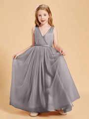 Abiti Damigella Junior In Tulle Top In Raso Fiocco Glamour Argento