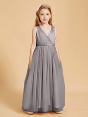 Abiti Damigella Junior In Tulle Top In Raso Fiocco Glamour Argento