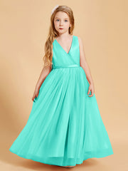 Abiti Damigella Junior In Tulle Top In Raso Fiocco Glamour Azzurro Spa