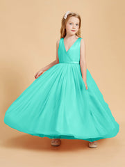 Abiti Damigella Junior In Tulle Top In Raso Fiocco Glamour Azzurro Spa