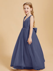 Abiti Damigella Junior In Tulle Top In Raso Fiocco Glamour Tempesta