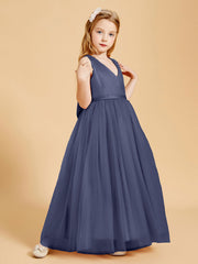 Abiti Damigella Junior In Tulle Top In Raso Fiocco Glamour Tempesta