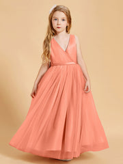 Abiti Damigella Junior In Tulle Top In Raso Fiocco Glamour Tramonto
