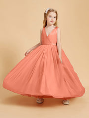 Abiti Damigella Junior In Tulle Top In Raso Fiocco Glamour Tramonto