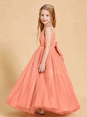 Abiti Damigella Junior In Tulle Top In Raso Fiocco Glamour Tramonto