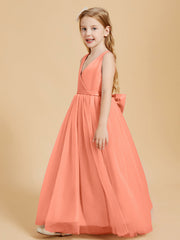 Abiti Damigella Junior In Tulle Top In Raso Fiocco Glamour Tramonto