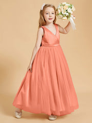 Abiti Damigella Junior In Tulle Top In Raso Fiocco Glamour Tramonto