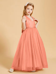 Abiti Damigella Junior In Tulle Top In Raso Fiocco Glamour Tramonto