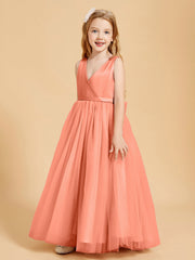 Abiti Damigella Junior In Tulle Top In Raso Fiocco Glamour Tramonto