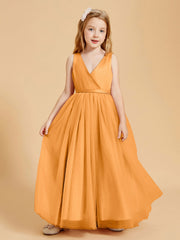 Abiti Damigella Junior In Tulle Top In Raso Fiocco Glamour Mandarino