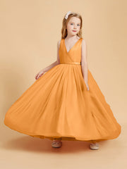 Abiti Damigella Junior In Tulle Top In Raso Fiocco Glamour Mandarino