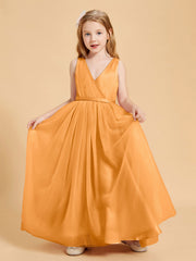 Abiti Damigella Junior In Tulle Top In Raso Fiocco Glamour Mandarino