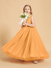 Abiti Damigella Junior In Tulle Top In Raso Fiocco Glamour Mandarino