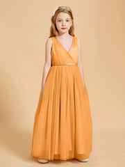Abiti Damigella Junior In Tulle Top In Raso Fiocco Glamour Mandarino