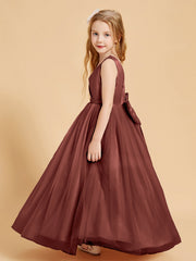 Abiti Damigella Junior In Tulle Top In Raso Fiocco Glamour Terracotta