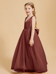 Abiti Damigella Junior In Tulle Top In Raso Fiocco Glamour Terracotta
