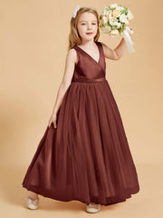 Abiti Damigella Junior In Tulle Top In Raso Fiocco Glamour Terracotta