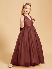 Abiti Damigella Junior In Tulle Top In Raso Fiocco Glamour Terracotta