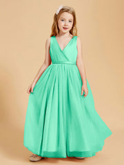 Abiti Damigella Junior In Tulle Top In Raso Fiocco Glamour Turchese