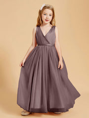 Abiti Damigella Junior In Tulle Top In Raso Fiocco Glamour Tortora