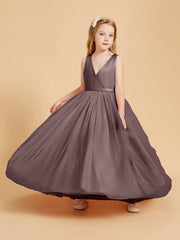 Abiti Damigella Junior In Tulle Top In Raso Fiocco Glamour Tortora