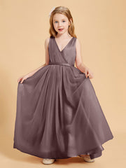 Abiti Damigella Junior In Tulle Top In Raso Fiocco Glamour Malva Vintage