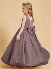 Abiti Damigella Junior In Tulle Top In Raso Fiocco Glamour Malva Vintage