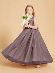 Abiti Damigella Junior In Tulle Top In Raso Fiocco Glamour Tortora