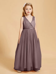 Abiti Damigella Junior In Tulle Top In Raso Fiocco Glamour Malva Vintage