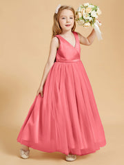 Abiti Damigella Junior In Tulle Top In Raso Fiocco Glamour Cocomero