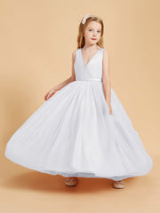 Abiti Damigella Junior In Tulle Top In Raso Fiocco Glamour Bianco