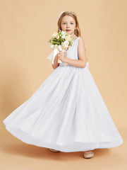 Abiti Damigella Junior In Tulle Top In Raso Fiocco Glamour Bianco