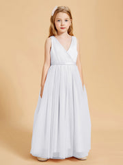 Abiti Damigella Junior In Tulle Top In Raso Fiocco Glamour Bianco
