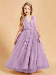 Abiti Damigella Junior In Tulle Top In Raso Fiocco Glamour Glicine