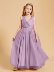 Abiti Damigella Junior In Tulle Top In Raso Fiocco Glamour Glicine