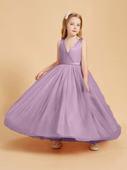 Abiti Damigella Junior In Tulle Top In Raso Fiocco Glamour Glicine