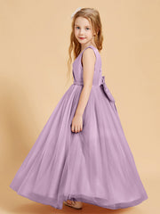 Abiti Damigella Junior In Tulle Top In Raso Fiocco Glamour Glicine