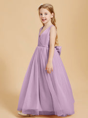 Abiti Damigella Junior In Tulle Top In Raso Fiocco Glamour Glicine