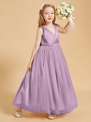 Abiti Damigella Junior In Tulle Top In Raso Fiocco Glamour Glicine