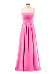 Abito da Damigella in Chiffon Senza Spalline Scollo a Cuore Azalea