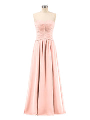 Abito da Damigella in Chiffon Senza Spalline Scollo a Cuore Corallo