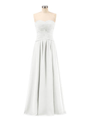 Abito da Damigella in Chiffon Senza Spalline Scollo a Cuore Avorio
