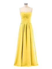 Abito da Damigella in Chiffon Senza Spalline Scollo a Cuore Calendula